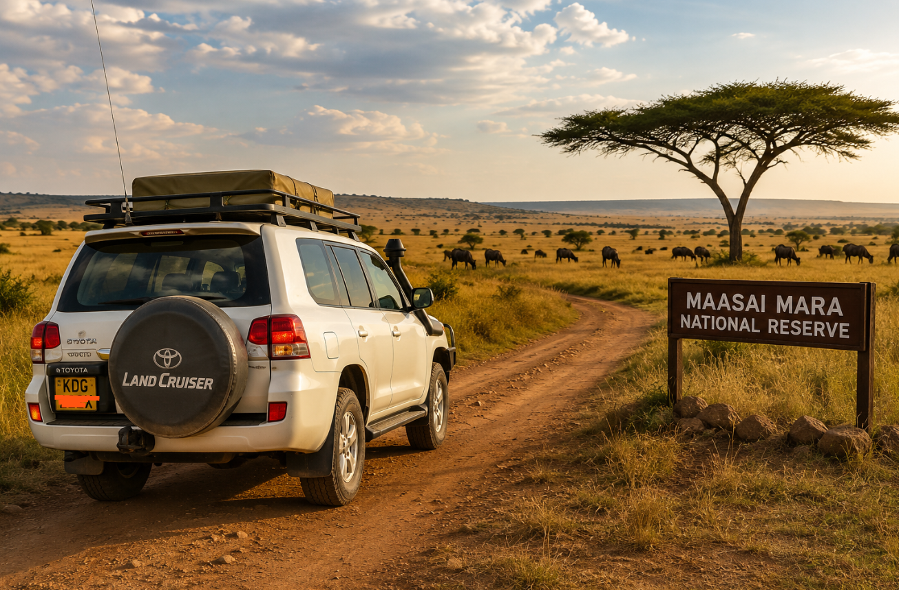 Toyota Land Cruiser on a self drive safari in Maasai Mara National Reserve Kenya